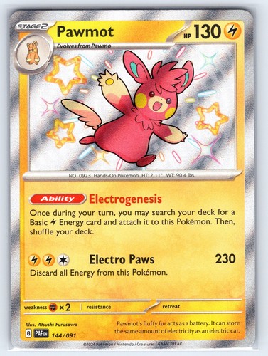 Pawmot 144/091 Paldean Fates Shiny Rare Pokemon Holo Near Mint
