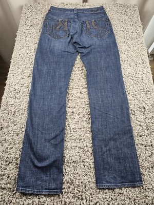 Rock & Republic Damen Jeans Gr.36 Blau Bootcut Y2K Strass Logo Vintage Style