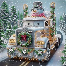 5D Diamond Painting Kits for Adults,DIY Christmas Snowman Truck Special Shape Di
