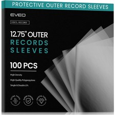 EVEO 100 Vinyl Record Sleeves Outer x100 Count, Transparent