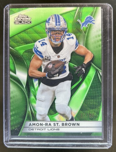 2025 Topps Chrome Black Amon-Ra St. Brown Green Wave Refractor #/99 Lions