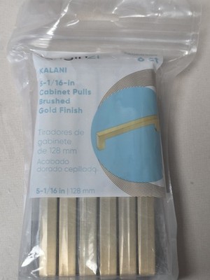 Set of 6 Origin21 Kalani 5-1/16  Brushed Gold Cabinet Pulls Modern Elegance