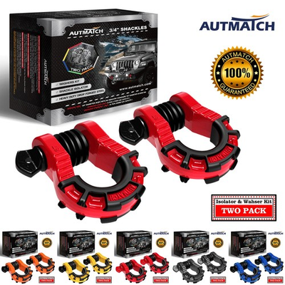 #ad AUTMATCH 3 4quot; Mega D Ring Shackle 68000lbs for Winch amp; Tow Strap Recovery $43.99