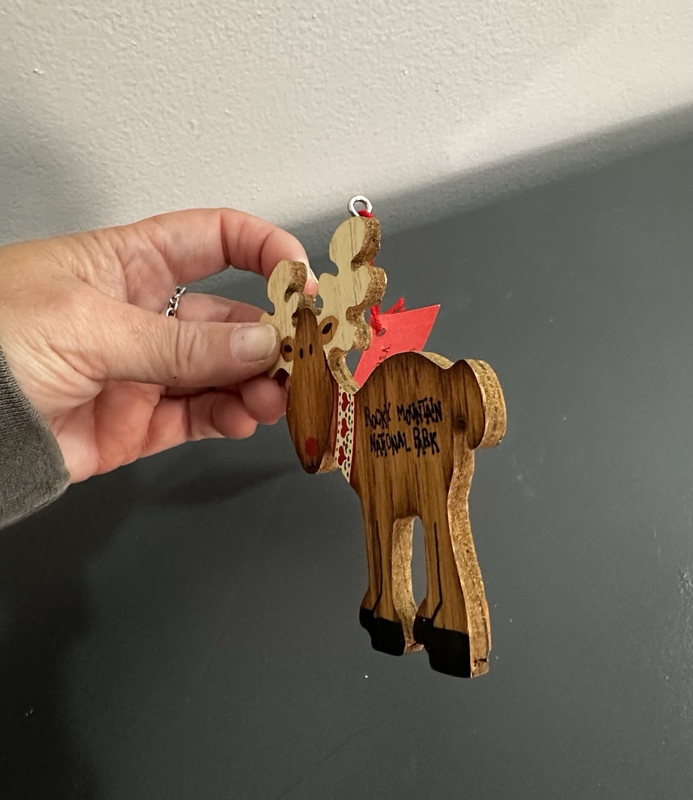 Wooden Reindeer Christmas Ornament From Rocky Mountain National Park 4 X 4 In