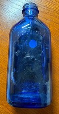 Vintage Cobalt Blue Genuine Phillips Glass Bottle Made in USA - 7" Inches tall