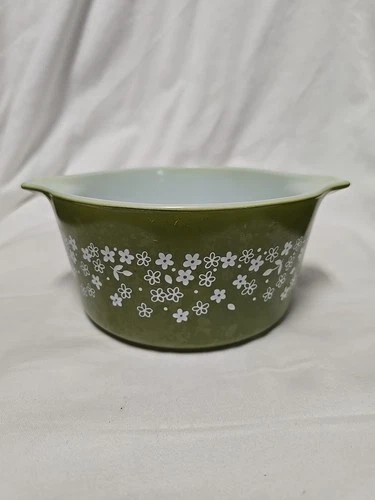 Pyrex Spring Blossom Crazy Daisy Green 1QT Casserole Bowl  473-B No Lid