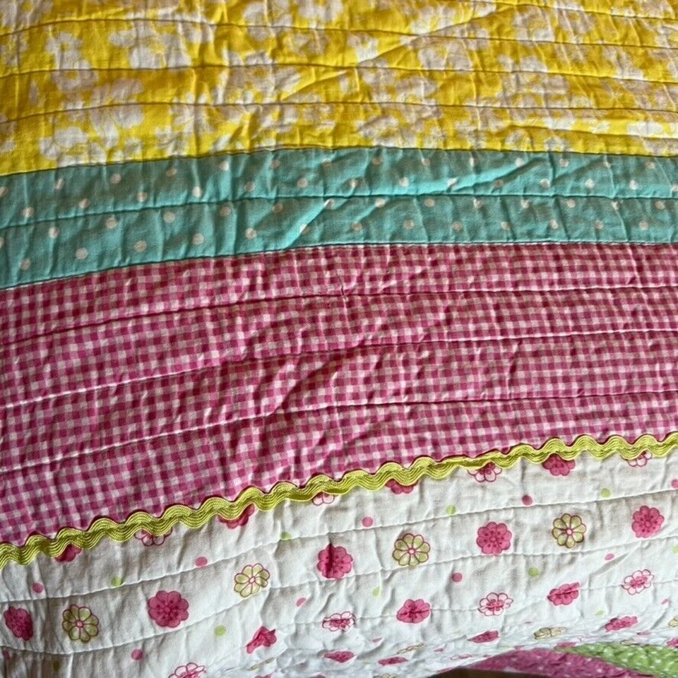 Cynthia Rowley Quilt Patchwork Full/Queen Stripe Reversible Multicolor Cotton - Image 4 of 4