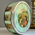 Vintage Victorian Style Tin Canister Renoir Art Round Storage Tin Floral Scene — photo 3