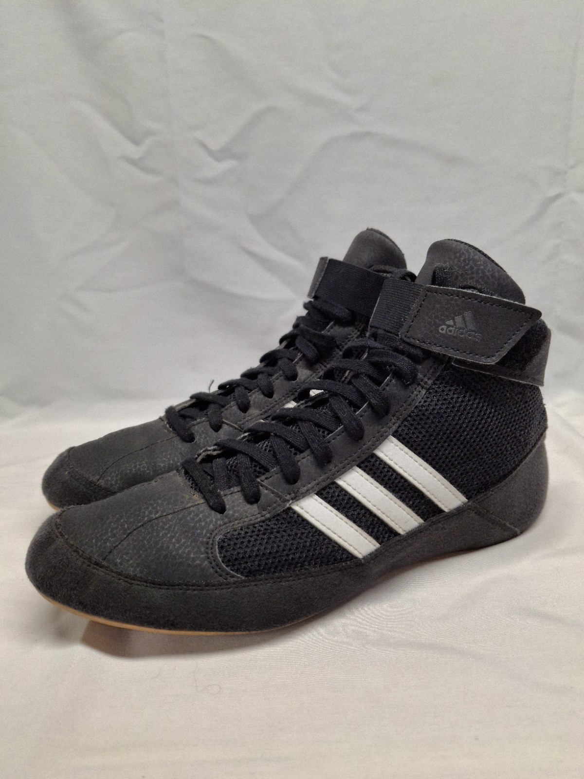 SAOLA Adidas HVC 2 Wrestling Sneakers Nero Pelle Mid Top Logo Uomo 7 AQ3325