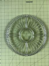 Vintage Pressed Glass Serving Tray, 11.5” Dia., Starburst, 5 Sections, VGC