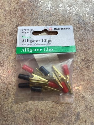 RadioShack 270-1540 Micro Alligator Clips 1-3/8'' Inch ~ Brass Plated ~ 8/PK