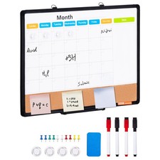  New 24"x 18" Monthly Calendar Whiteboard  Cork Board Combo w/Aluminum Frame  