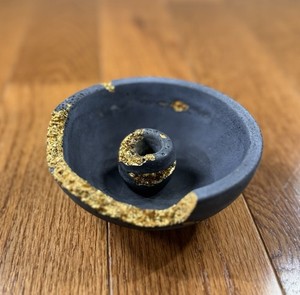 ConcreteHardmades Dark Gray Smudge Bowl w/ Gold Leaf | Handmade Burner Set