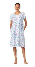 ARIA Women's 100 Cotton Nightgown Smocked Neck 40" NWT SMALL