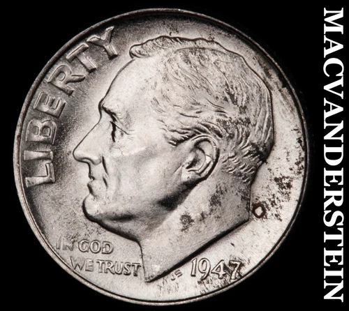 1947-D Silver Roosevelt Dime - Choice Gem Brilliant Unc  Lustrous  #G7752