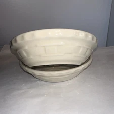 2 -7”LONGABERGER POTTERY VITRIFIED Woven Traditions Ivory rimmed bowl /Pie Plate