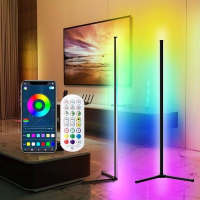 56inch Corner Floor Lamp Color Changing LED Modern Mood With App &Remote Control