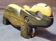 Carved Wooden Elephant Figurine Afro Brazilian Style Small Decor Desk Art