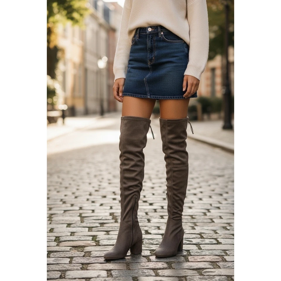 A New Day Tonya Taupe Stretch Over-the-Knee Heeled Boots Sz 10 NIB - Image 4 of 4