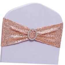 Pack of Spandex Sequins Rose Gold Chair Sashes for Wedding 50 Sequin Rose Gold