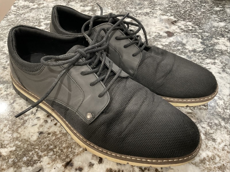 Ashford Hayes Mens Black Oxford Lace Up Casual Shoes Almond Toe 9 M Pre-Owned