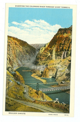 NEVADA-DIVERTING COLORADO RIVER-GIANT TUNNELS-BOULDER DAMSITE-LINEN-(NV-MISC#2)