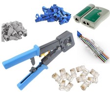 PassThrough Network Tool Kit Cable Tester RJ11/RJ12/RJ45 Crimper 50 PCS CAT5e