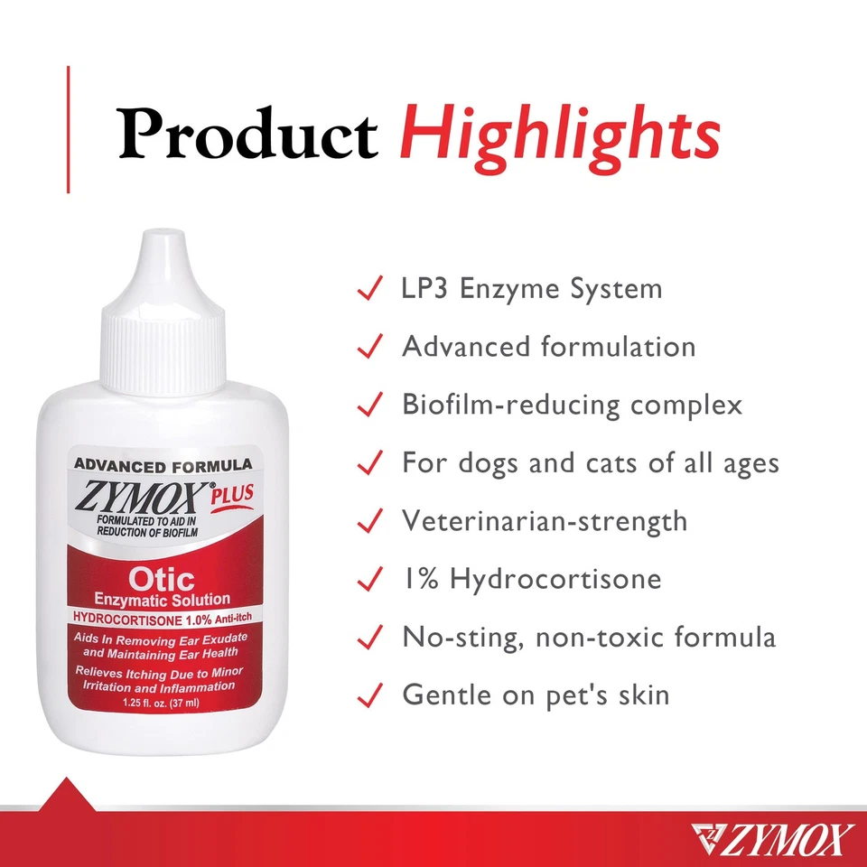 Advanced Formula Otic Plus Enzymatic Ear Solution for Dogs and Cats with 1% H... - Image 3 of 4