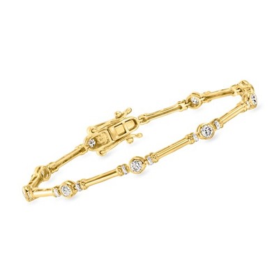 Ross-Simons Bezel-Set Lab-Grown Diamond Station Brclt in 18k Gold Plate