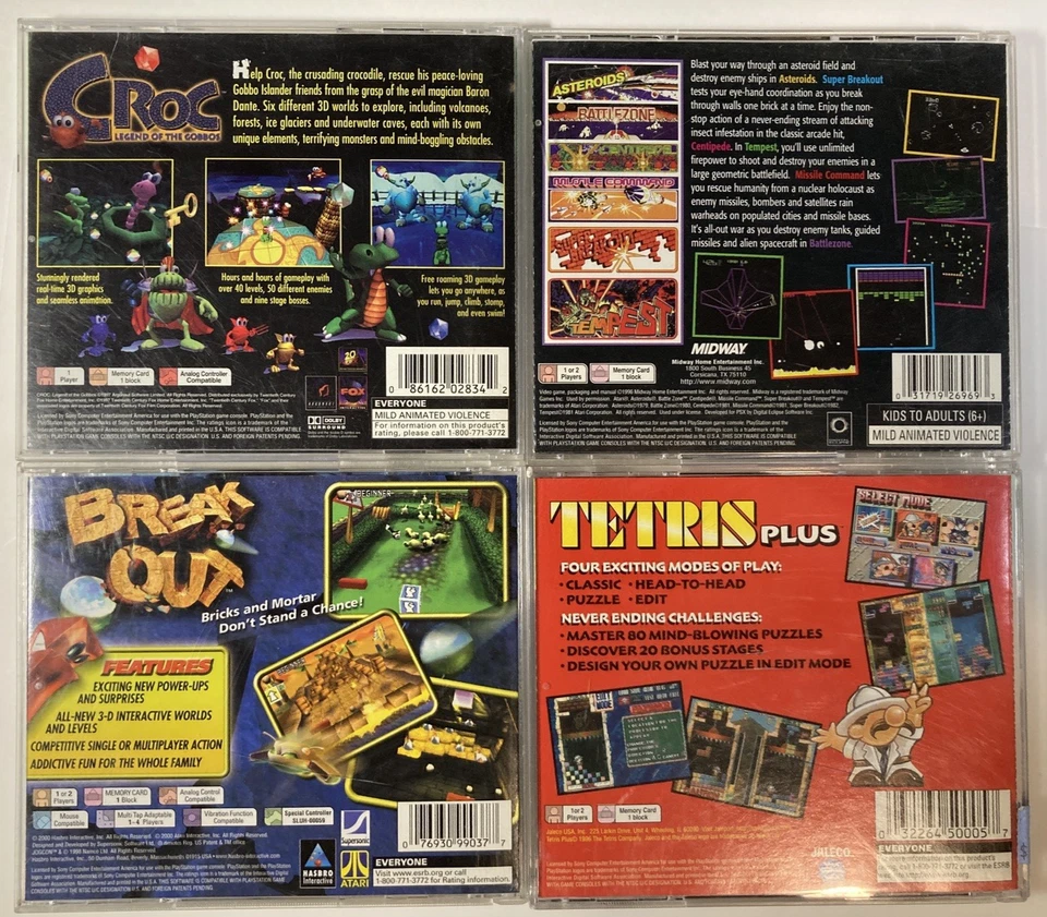 Lot of 4 PS1 Games Croc, Midway Greatest Hits, Break Out, Tetris Plus CIB TESTED - Image 2 of 4
