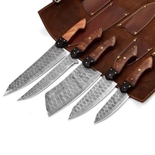 5 Piece forged CHEF KNIFE Set of Kitchen Knives Cutlery - Forged Damascus Steel