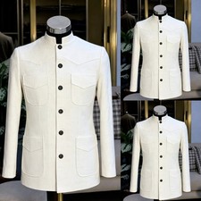 2 Pcs Men Safari Jacket Business Multi Pockets Outdoor Sport Wear Hunting Coats