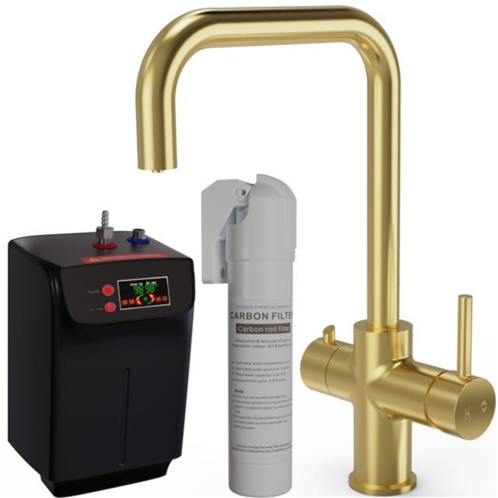 Liquida EBT411BR 4-in-1 Brushed Brass Instant Boiling Hot & Filter Kitchen Tap