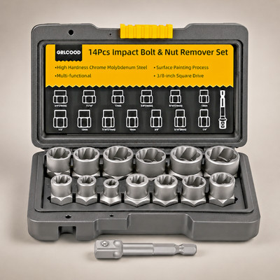 Bolt Extractor Set 14Pc Stripped Bolt Remover Socket Kit for Damaged Nuts