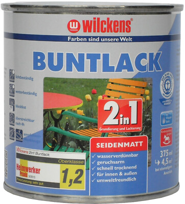 Buntlack 2in1 Grundierung + Lack Schutzlack Acryllack Seidenmatt Farbwahl 375ml