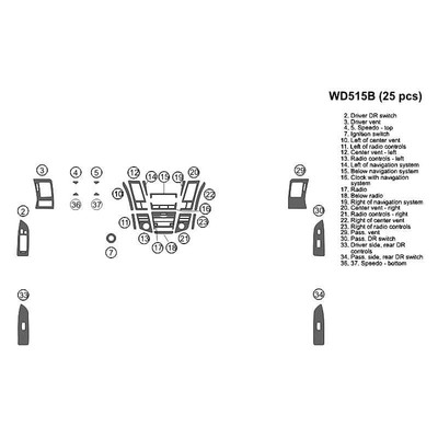 For Lexus RX330 04-05 B&I 2D Golden Birdseye Factory Match Small Dash Kit 25 Pcs