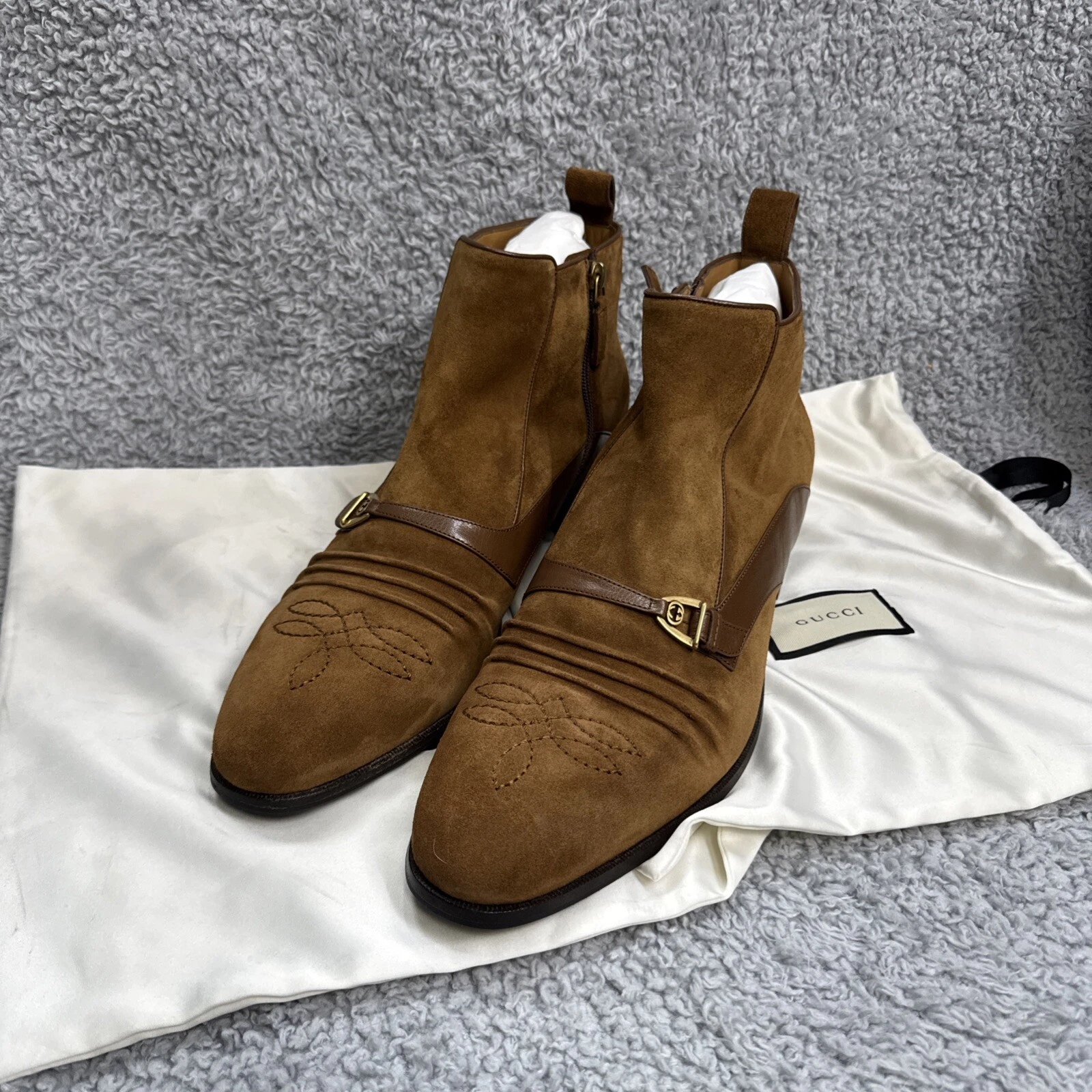 Bottines Gucci 574856 Moloch daim marron taille 14 état impeccable