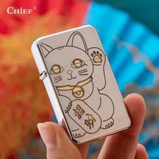 CHIEF Pure Copper Sculpture Windproof Kerosene Lighter Classic Grinding Wheel