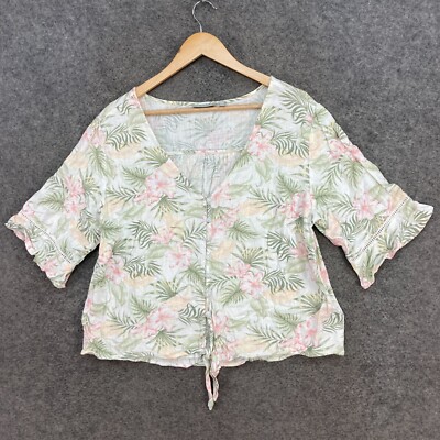 Serra Blouse Top Womens 16 Multicolour Half Sleeve V-Neck