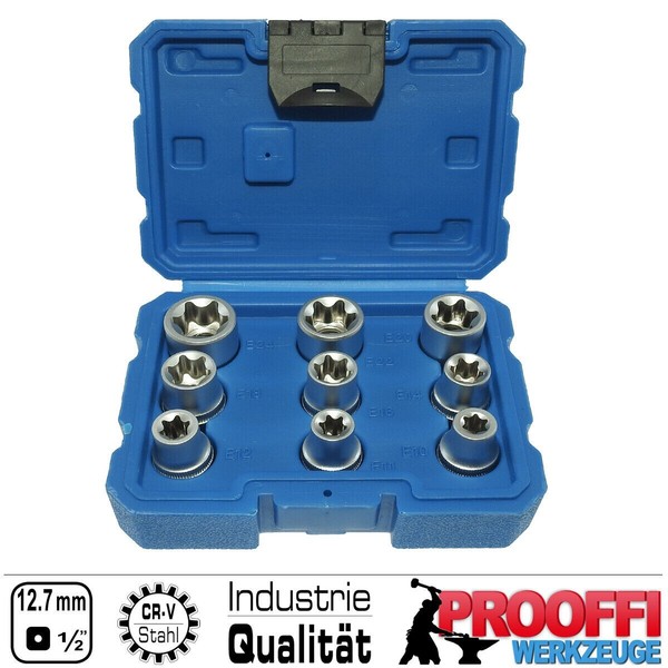 "9-Tlg Torx Stecknuss E-Profil E10 - E24 SteckschlüSsel Satz Kassette 1/2\" Satra"-image