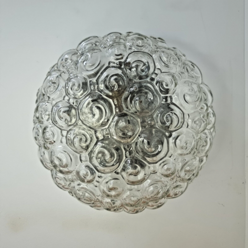 Globe Plafonnier Escargot Art Déco Verre Moulé Luminaire Lampe Années 50-60 - Imagen 1 de 3
