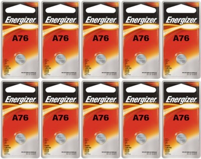 10 Energizer A76 LR44 AG13 L1154 G13 V13GA Alkaline Button Batteries Fresh