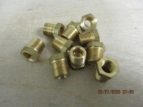 (10) Brass Bushing 1/8" NPT Male to 1/16" NPT Female Hex Size is 7/16" NEW!