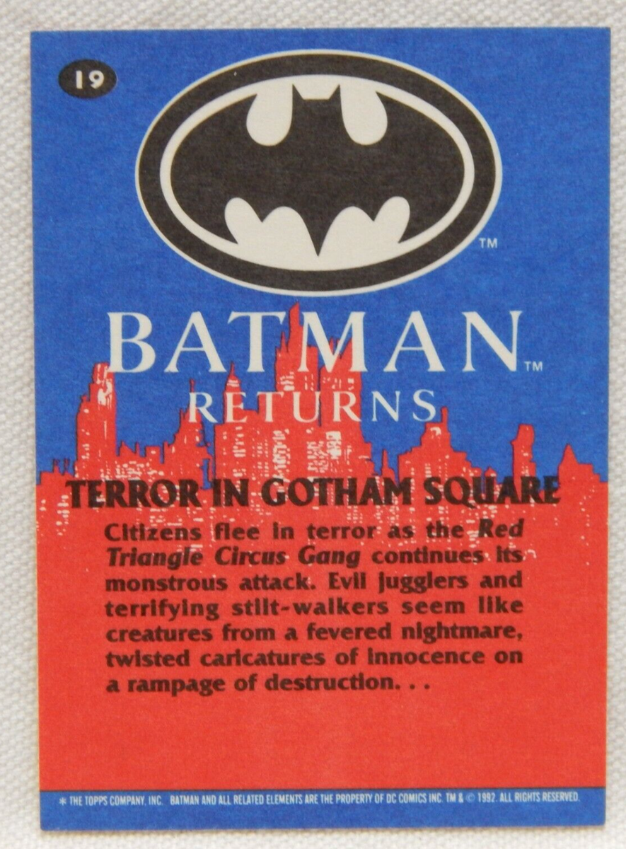 BATMAN RETURNS TRADING CARD RED TRIANGLE CIRCUS GANG #14, TOPPS