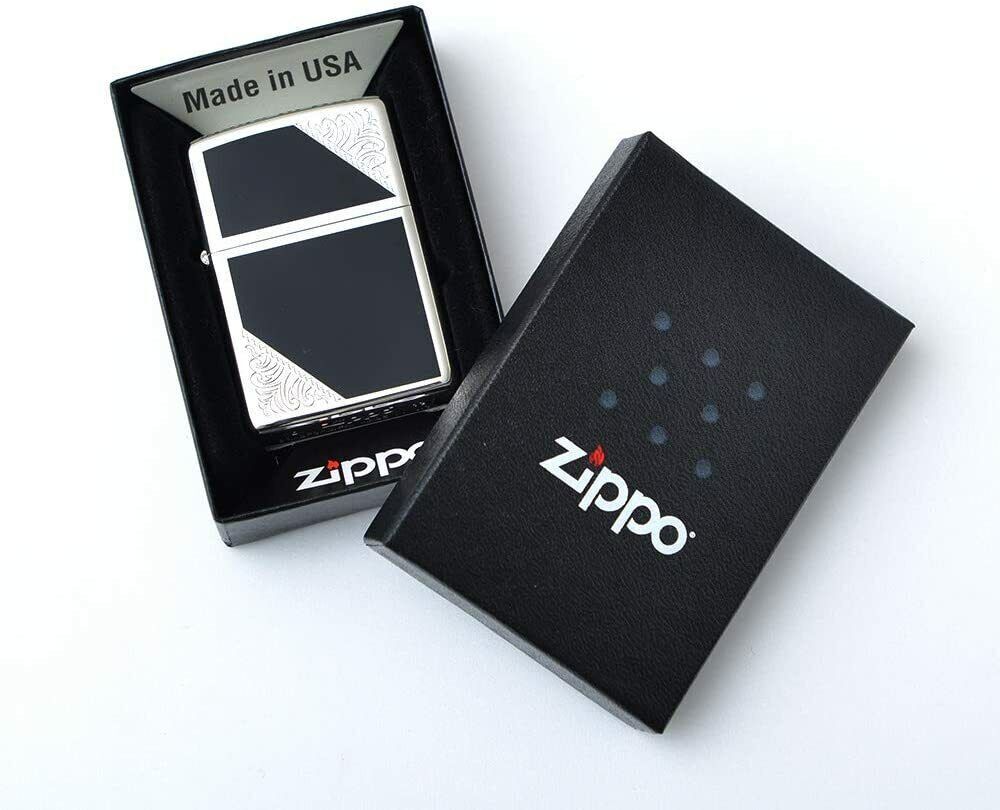 Zippo Venetian Design Both Sides Etching Silver Plating Japan
