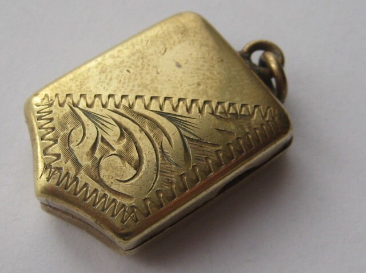 Antique Edwardian 5 Sided Rectangular Goldtone Br… - image 4