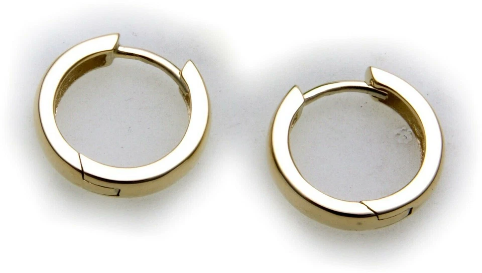 Boucle D'Oreille Homme Simple Créole En Or 750 Lourd 12 Mm Or Jaune 18 Carats - Photo 3/3