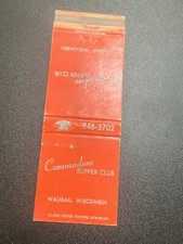 Vintage Wisconsin Matchbook “Commodore Supper Club” Wausau