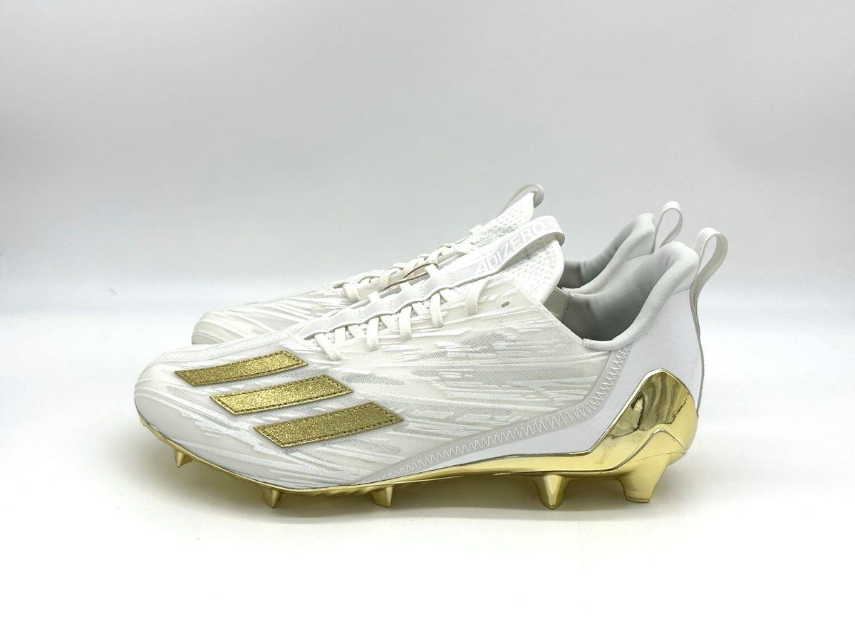 Adidas Adizero Men's Size 12.5 Football Cleats White Gold Metallic