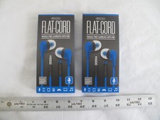  2 NEW Sentry Flat-Cord Tangle Free Earbuds w/Mic - BLUE -iPhone Android Tablet